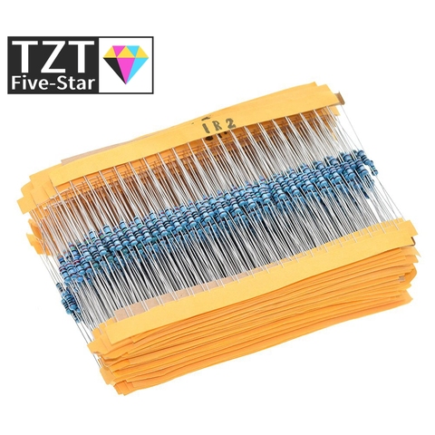 TZT 100pcs  1/4W 1R~22M 1% Metal film resistor 100R 220R 1K 1.5K 2.2K  4.7K 10K 22K 47K 100K 100 220 1K5 2K2  4K7 ohm resistance ► Photo 1/2