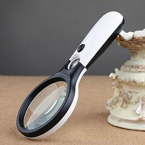 1PC Illuminated Magnifier 45X Handheld Reading Magnifying Glass With 3 LED Light Microscope Lens Jewelry Watch Loupe Magnifier ► Photo 1/6