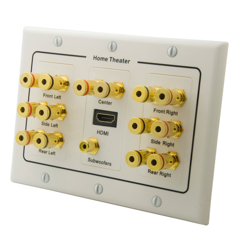 New Design Spring Clip 3 Gang Style Home Theater 7.1 7.2 8.2 9.0 Surround Sound Speaker Banana Wall Plate ► Photo 1/6