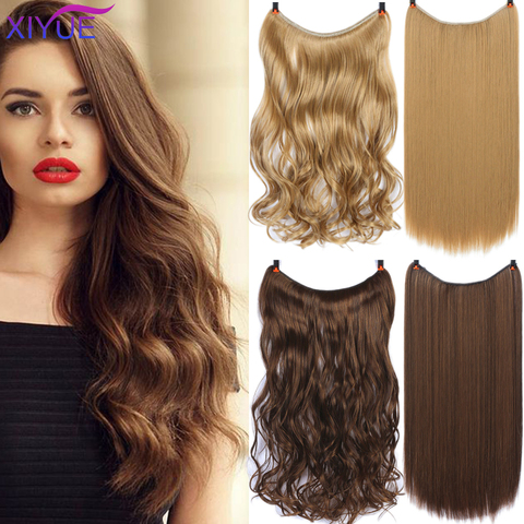 Invisible Wire No Clips In Hair Extensions Synthetic Secret Fish Line Silky Straight Heat Resistant Fiber Hairpieces False Hair ► Photo 1/6