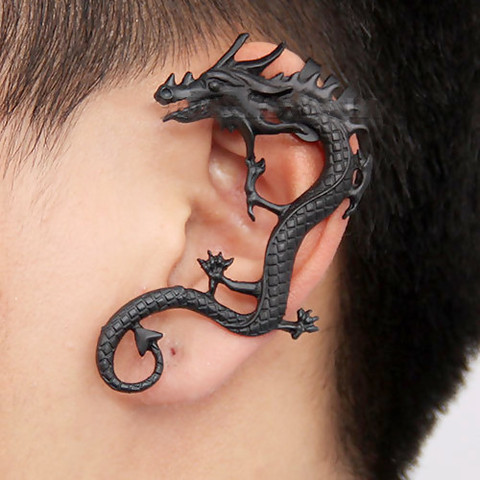 DoreenBeads Ear Cuff Clip On Stud Wrap Earrings For Left Ear silver color Dragon 62mm(2 4/8