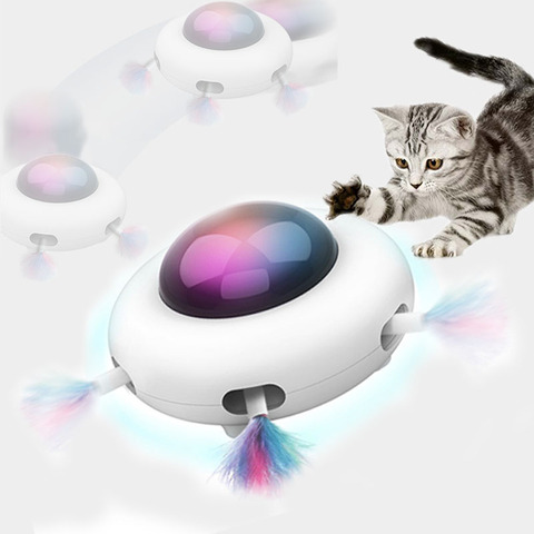 Automatic Feather Teaser Cat Toys Random Interactive Electric Crazy Toys For Kittens Cat Intelligent Toy Automatic Steering Led ► Photo 1/6