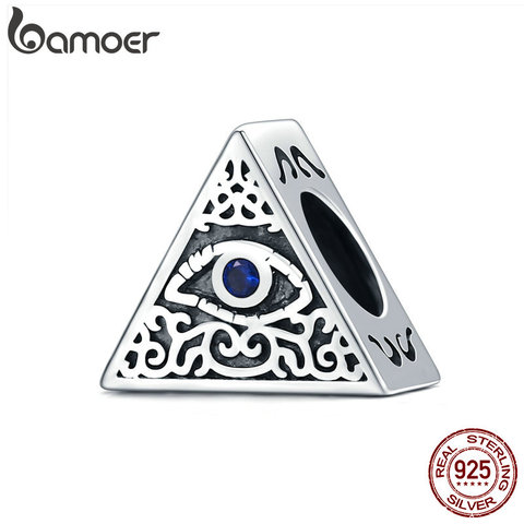 bamoer Real 925 Sterling Silver Eye Charm for Original 3mm Bracelet&Bangle Enamel Metal Beads SCC1567 ► Photo 1/6