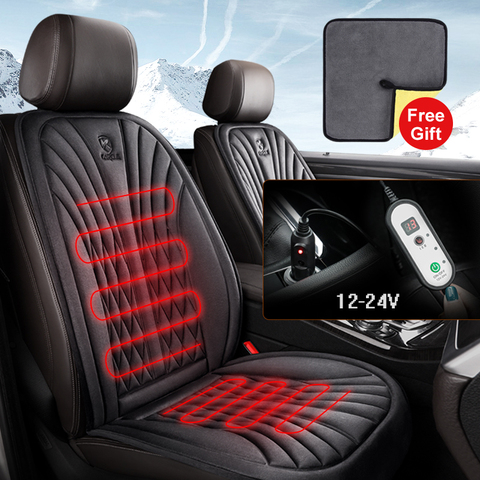 Karcle Heated Car Seat Cover 12/24V Universal Heating Cushion Warm for Winter Non-Slip Universal Auto Seat Covers Seat Heater ► Photo 1/6