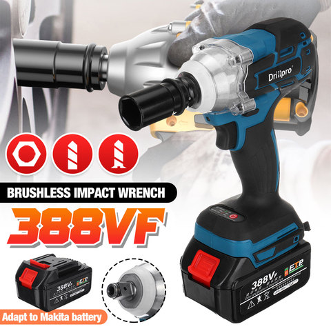 Drillpro 388VF Brushless Cordless Electric Impact Wrench Power Tools 15000Amh Li Battery with LED light Adapt to Makita battery ► Photo 1/6