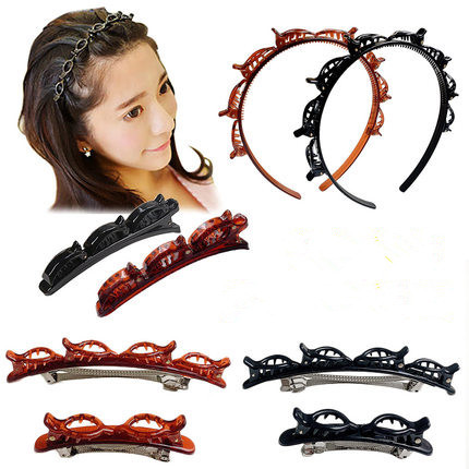 Fashion Double Layer Hari Band Twist Plait Clip Front Hair Clips Hairpin Headband Beauty Tool Hair Accessories ► Photo 1/6