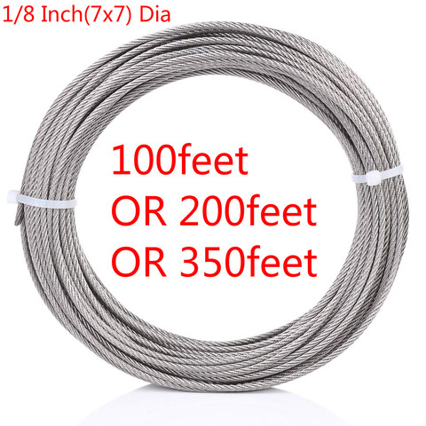 1/8 inch 316 Stainless Aircraft Steel Railing Wire Rope Cable 16FT 32FT 65FT 100FT 200FT 350FT ► Photo 1/6