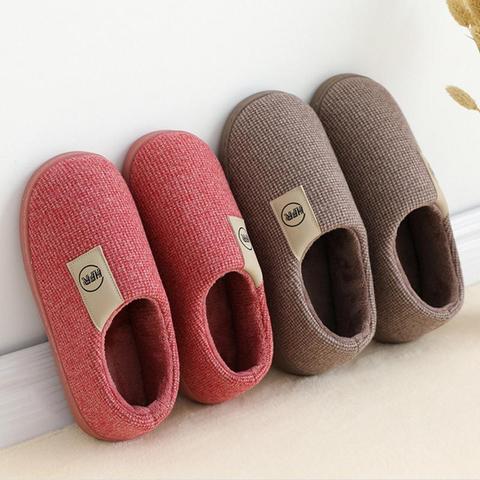 2022 Winter Warm Shoes Woman Men Indoor Slippers Soft Plush Lovers Home Floor Slipper Anti-slip Ladies Bedroom Slides SH08212 ► Photo 1/6