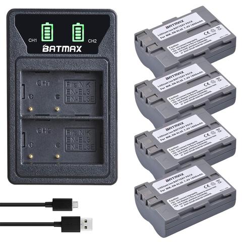 Batmax EN-EL3E EN-EL3 EL3 EL3E Battery +New LED Dual Charger with Type C Port for Nikon D30 D50 D70 D70S D90 D80 D100 D200 D300 ► Photo 1/6