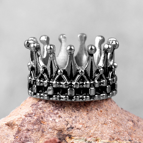 Stainless Steel Men Rings Crown King Queen Punk Rock Hip Hop Vintage for Biker Male Boyfriend Jewelry Creativity Gift Wholesale ► Photo 1/6