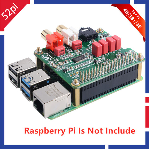 52Pi PCM5122 Raspberry Pi HiFi DAC HAT PCM5122 HiFi DAC Audio Card Expansion Board for Raspberry Pi 4 Model B / 3B+ / 3B / 2B ► Photo 1/6