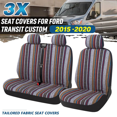 1+2 Seat Covers Stripe Car Seat Cover Truck Interior Accessories for VW T4 Vivaro Opel Vivaro, Fit Universal Transporter/Van2+1 ► Photo 1/6