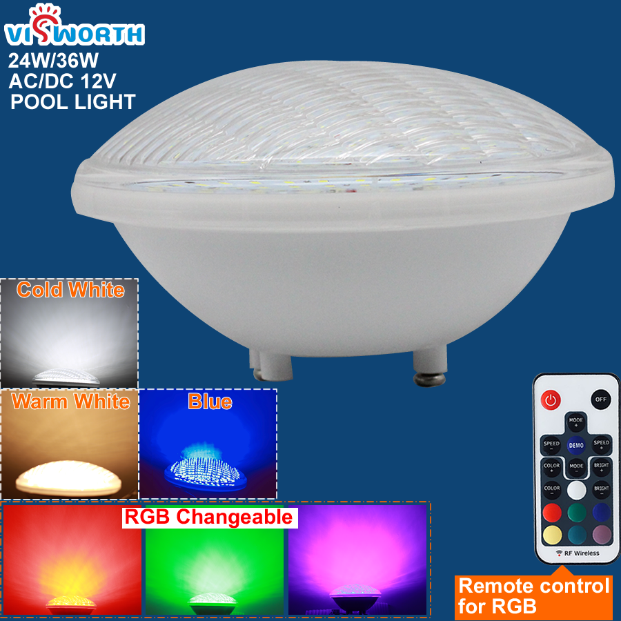 RGB with Remote LED Par56 Bulb Lamp 36W 12V AC par 56 lamp LED Swimming Pool Lighting RGB IP68 LED Underwater Light Pond Lights