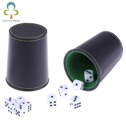 New Leather PU Trumpet Flannel Dice Cup with 6 Dices Bar KTV Entertainment Dice Cup Drop Shopping GYH ► Photo 1/5