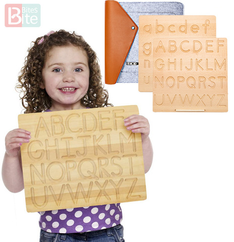 Montessori Language Toy Wooden English Alphabet And 0-9 Numbers Geometric Cognitive Writing Board Children Early Educational Toy ► Photo 1/6