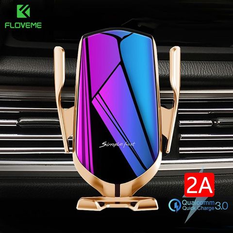 FLOVEME Qi Automatic Clamping 10W Wireless Charger Car Phone Holder Smart Infrared Sensor Air Vent Mount Mobile Phone Stand Hold ► Photo 1/6