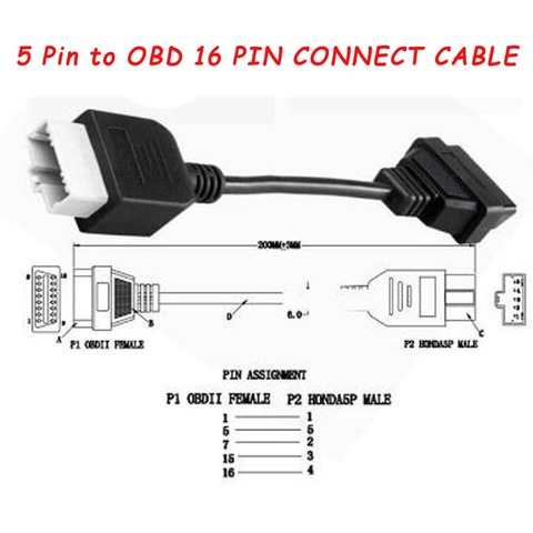 ELM327 For Honda 3 Pin / 5 Pin To 16 Pin OBD2 Auto Car Diagnostic Adapter Male / Female Connector Cable ► Photo 1/6