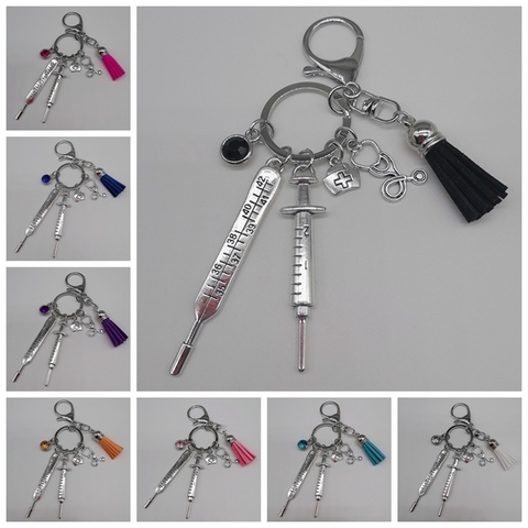 Nurse Medical Box Medical Key Chain Needle Syringe Stethoscope Keychain Gift