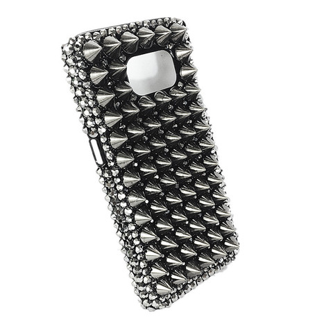 Rock Full Metal Punk Spikes Studs Rivet Bling Diamond Case Cover For Samsung Galaxy Note 20 10 9 8 S21 S20 Ultra S10E/9/8 Plus ► Photo 1/6