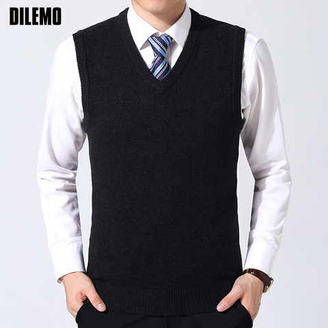 2022 New Fashion Brand Sweater Man Pullovers Vest Slim Fit Jumpers Knitwear Sleeveless Winter Korean Style Casual Clothing Men ► Photo 1/6