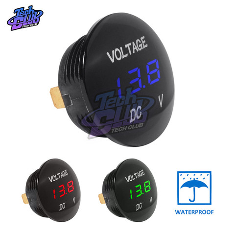 DC 5V-48V 3 Bits Digital Voltmeter Round Waterproof LED Panel Mini Digital Volt Voltage Meter Tester Monitor Display  For Car ► Photo 1/6