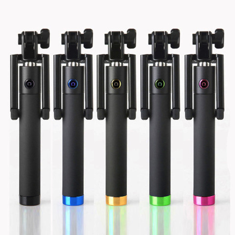 Portable Wired Selfie Stick Extendable Monopod Self-Pole Handheld with Non-slip handle Selfie Stick For iPhone For Samsung 20j8 ► Photo 1/5