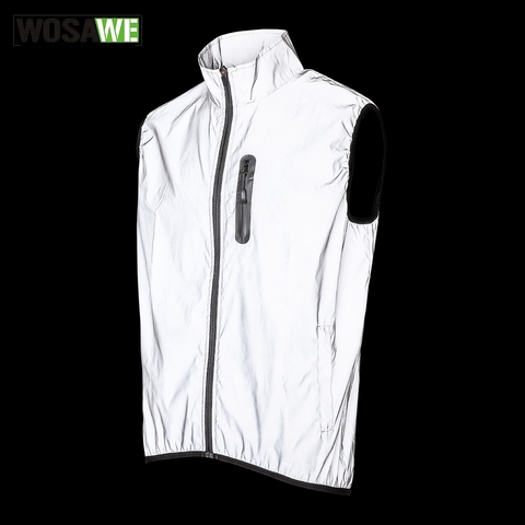 WOSAWE Autumn Cycling Sports Full Reflective Vest Sleeveless Jacket Running Windproof Rainproof Warm Breathable Bicycle Vest ► Photo 1/6