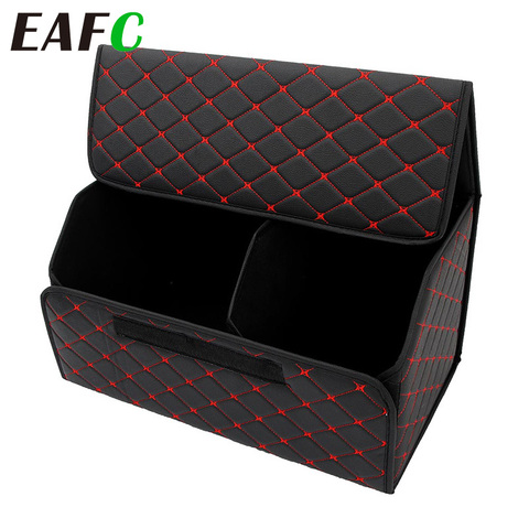 Folding Leather Car Trunk Storage Box Waterproof Cargo Storage Bag Auto Stowing Tidying Organizer Box ► Photo 1/6