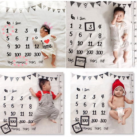 Baby Monthly Growth Milestone Blanket Photography Requirements Background Towel Memory Carpet ► Photo 1/6