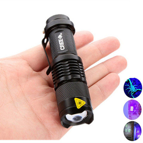 On Sale Super Bright UV Light Zoomable 395nm Q5 LED UV Flashlight Powerful 10w Ultraviolet Lantern For Pet Urine Detect ► Photo 1/6