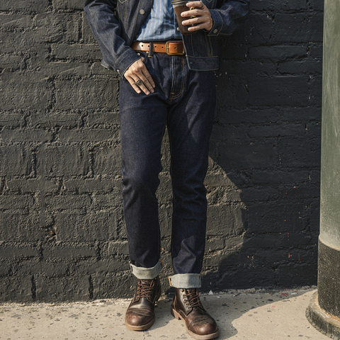 Red Tornado GT Style 12oz Selvedge Denim Jeans For Men Slim Fit Dark Blue Onewash ► Photo 1/6