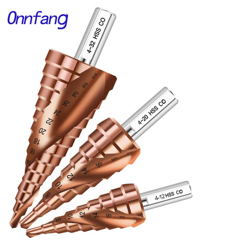 HSS M35 Cobalt Step Drill 4-12/4-20/4-32mm Triangle Shank High Speed Steel Drill Bits Spiral Groove 304 Stainless Steel Drill ► Photo 1/5