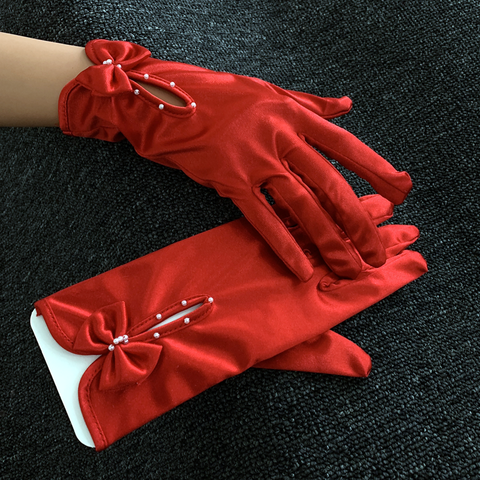 White Black Red Gant Satin Finger Short Wedding Gloves Wedding Accessories Party Prom Cosplay Performance Casual Bridal Gloves ► Photo 1/6