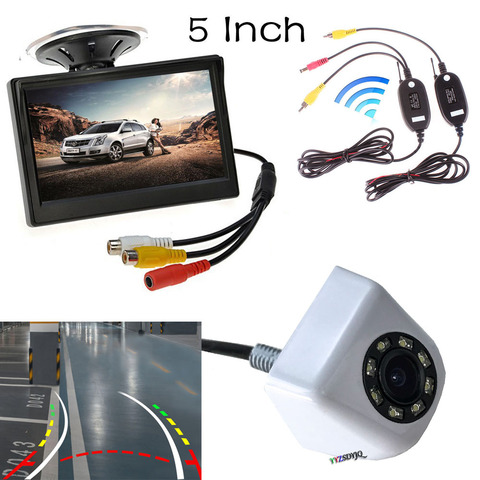 Car Parking System Kit Wireless Dynamic Trajectory Backup Rear View Camera+5