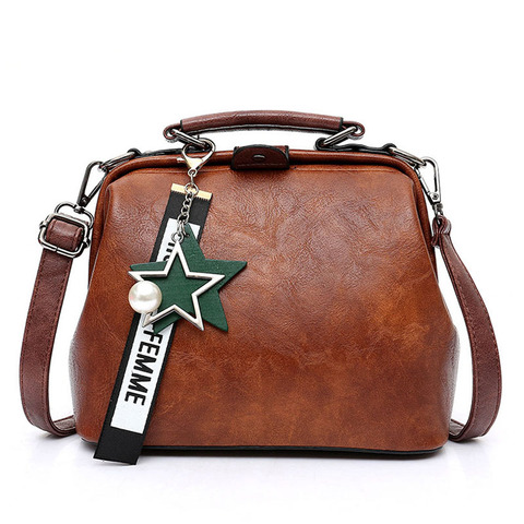 Vintage Small Pu Leather Crossbody Bags for Women Fashion Pendant Design Shoulder Handbag Trending Female Top-Handle Tote ► Photo 1/6