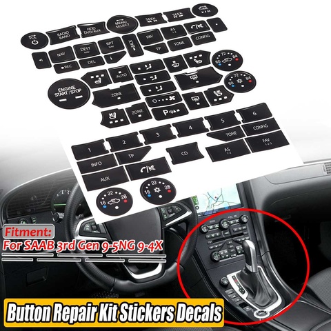 New Car Air Conditioning Climate Temperature Radio Repair Kit Stickers Decals For SAAB 3rd Gen 9-5NG 9-4X Fix Worn Button ► Photo 1/6