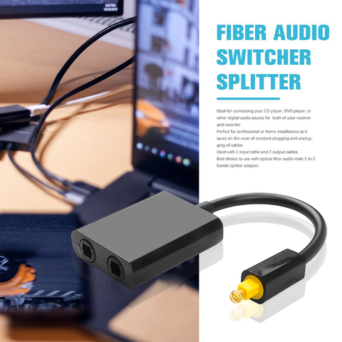 Kebidu Digital SPDIF Optical Audio Splitter Adapter 2 Way Toslink Splitter SPDIF Optical Cable Splitter Hub 1 input 2 Output  ► Photo 1/6