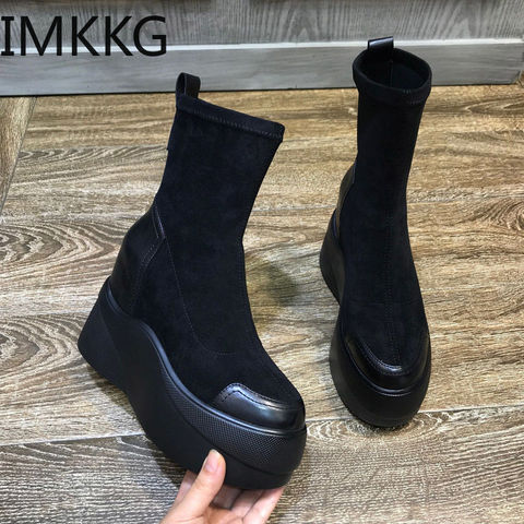 Autumn Boots Women Shoes Woman Boots Fashion Round toe Ankle Boots 2022 Winter Elastic Black Boots Comfortable Botas ► Photo 1/6