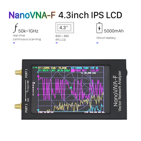 4.3 inch NanoVNA Vector Network Antenna Analyzer NanoVNA-F VNA HF VHF UHF + IPS LCD + Metal Case V3.1 Version ► Photo 1/6