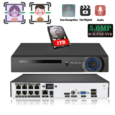 HD CCTV 8CH 5MP surveillance DVR POE NVR 8 channel Face&Motion Detection HDMI Standalone security 4G WIFI NVR video recorder ► Photo 1/6