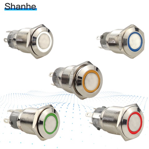 5V 12V 24v 220V LED 16mm latching metal switch maintained metal push button switch ► Photo 1/6