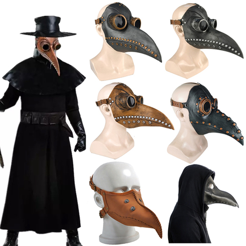 Plague Doctor Mask Leather In Black Beak Mask Plague Doctor Halloween Mask Steampunk PU Birds Cosplay Doctour De Peste ► Photo 1/6