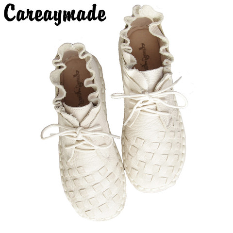 Careaymade-new style Head layer cowhide pure handmade weave shoes,lady the retro art mori girl shoes,lady  Casual shoes,4color ► Photo 1/1