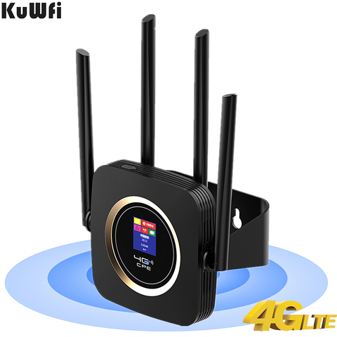 KuWFi 4G LTE Router With Built-in 3000mAh Battery High speed Mobile Wifi Hotspot 300Mbps Easy to Use For Travel or Drive ► Photo 1/6