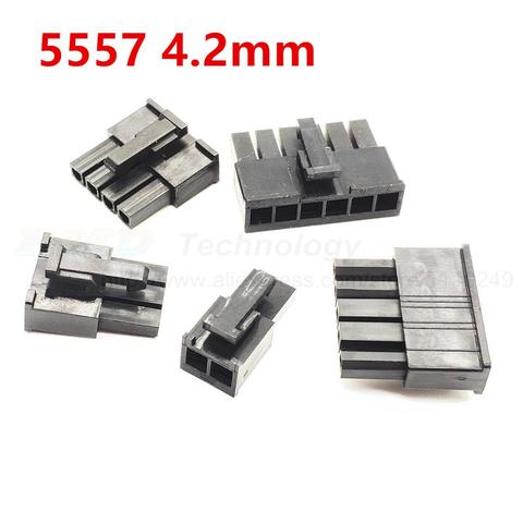 10pcs/lot 5557-R 5557 4.2mm Pin Pitch 1*2P 1*3P 1*6P Black Automotive wiring harness single row male connector 2,3,4,5,6pin ► Photo 1/6