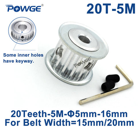 POWGE 20 Teeth HTD 5M Synchronous Timing Pulley Keyway Bore 8/10/12/12.7/14/15/16/17mm for Width 15/20mm HTD5M 20T 20Teeth ► Photo 1/6