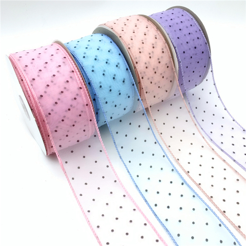 3yards 50mm Lace Broadside Organza Ribbon Printing Dots Ribbon For Bow Wedding Christmas Decoration DIY Apparel Sewing Fabric ► Photo 1/5