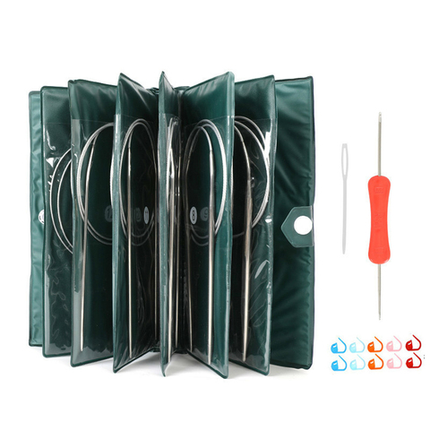 11 Sizes Stainless Steel Circular Knitting Needles Kit Yarn Weave DIY Knitting Needles Hooks Set with Bag 43cm 65cm 80cm Length ► Photo 1/6