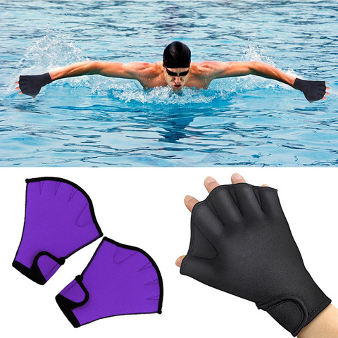 Newly 1 Pair Swimming Gloves Aquatic Fitness Water Resistance Aqua Fit Paddle Training Fingerless Gloves BN99 ► Photo 1/6