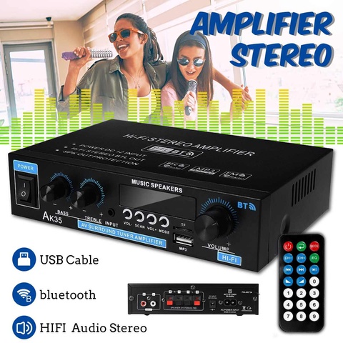 110V/220V 400W+400W Mini 2.0 Channel Digital Amplifier bluetooth 5.0 Receiver USB Music Player Stereo Home/Car/Marine Audio Amp ► Photo 1/6